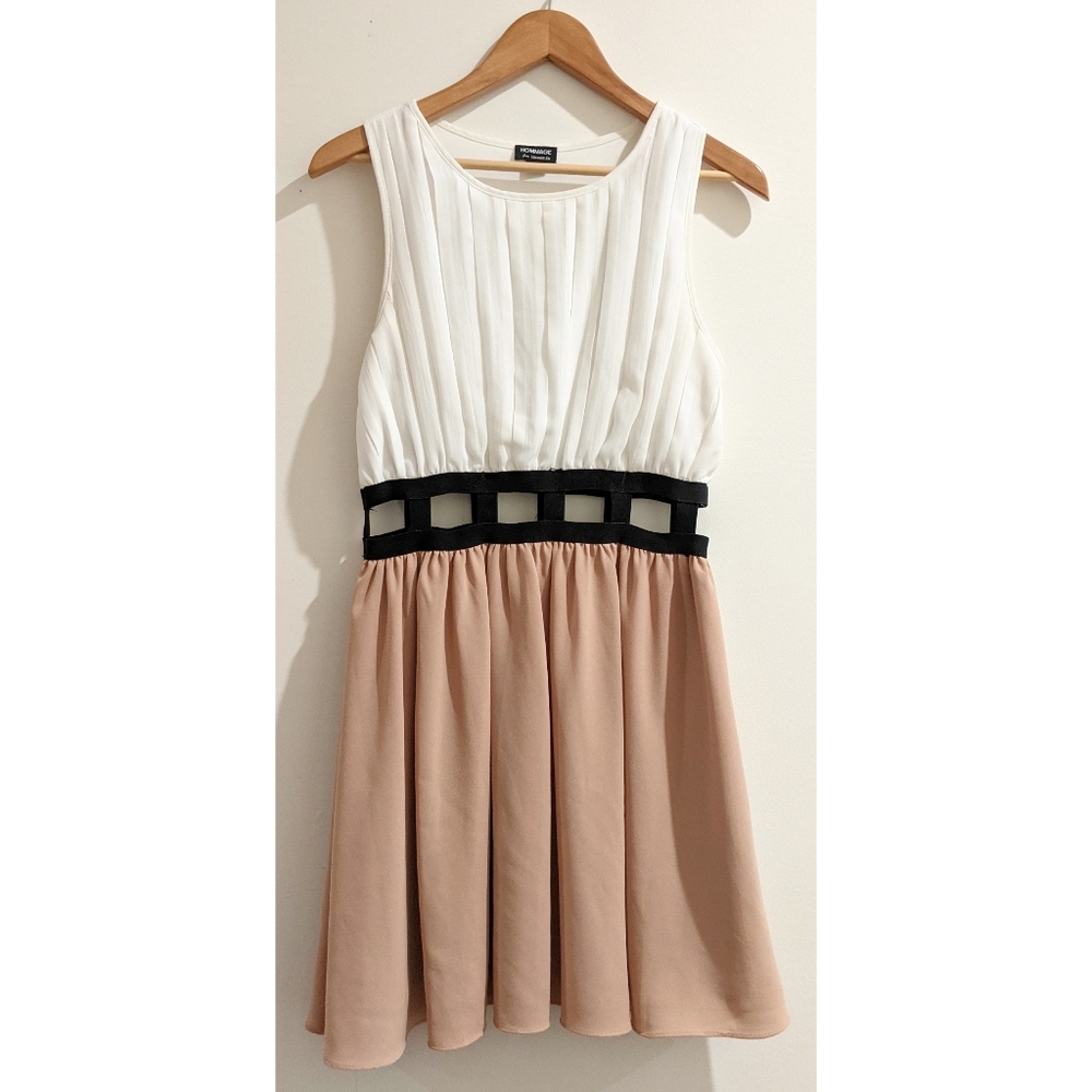 Hommage from LA Cutout Pleated Colorblock Dress